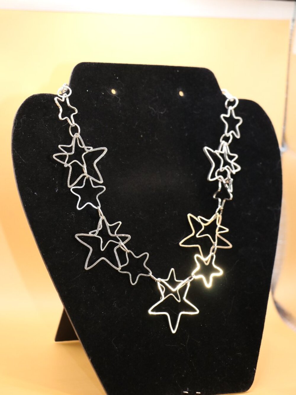 16" Choker Silver Tone Stars Necklace with 3" Extender